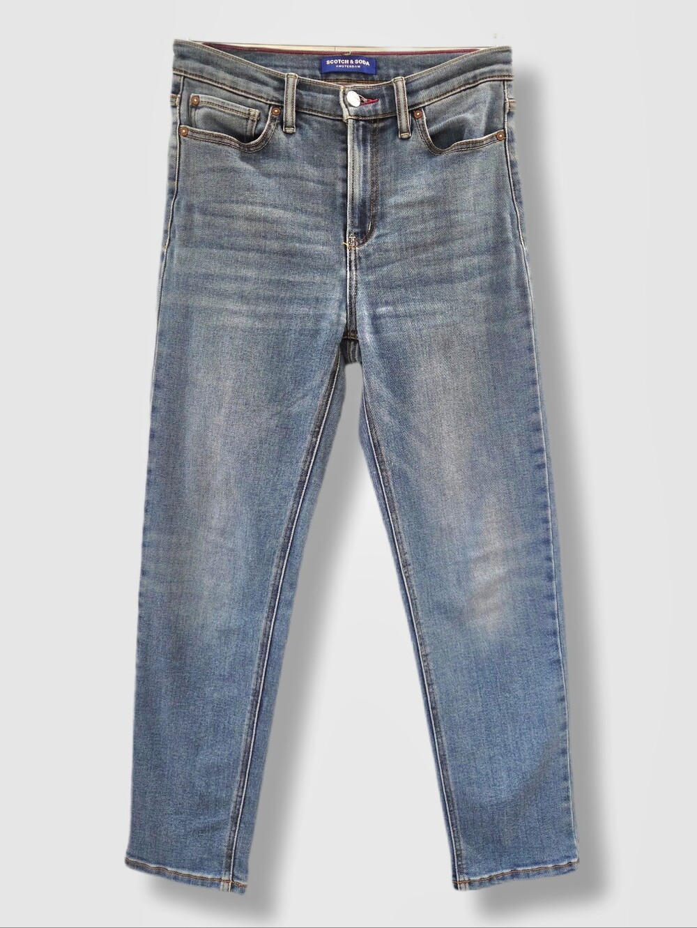 Scotch & Soda High Waist Slim Leg Jeans Medium Wash Cropped Size 4